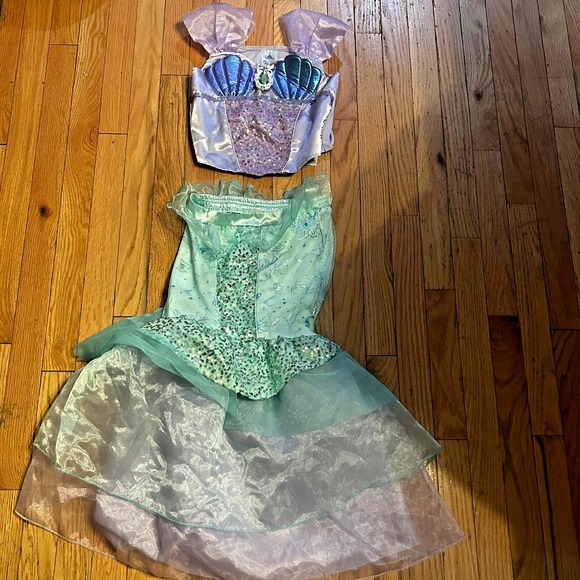 Disney Store Princess Little Mermaid Ariel Dress-up Costume Dress Girl 9/10 - Picture 1 of 3